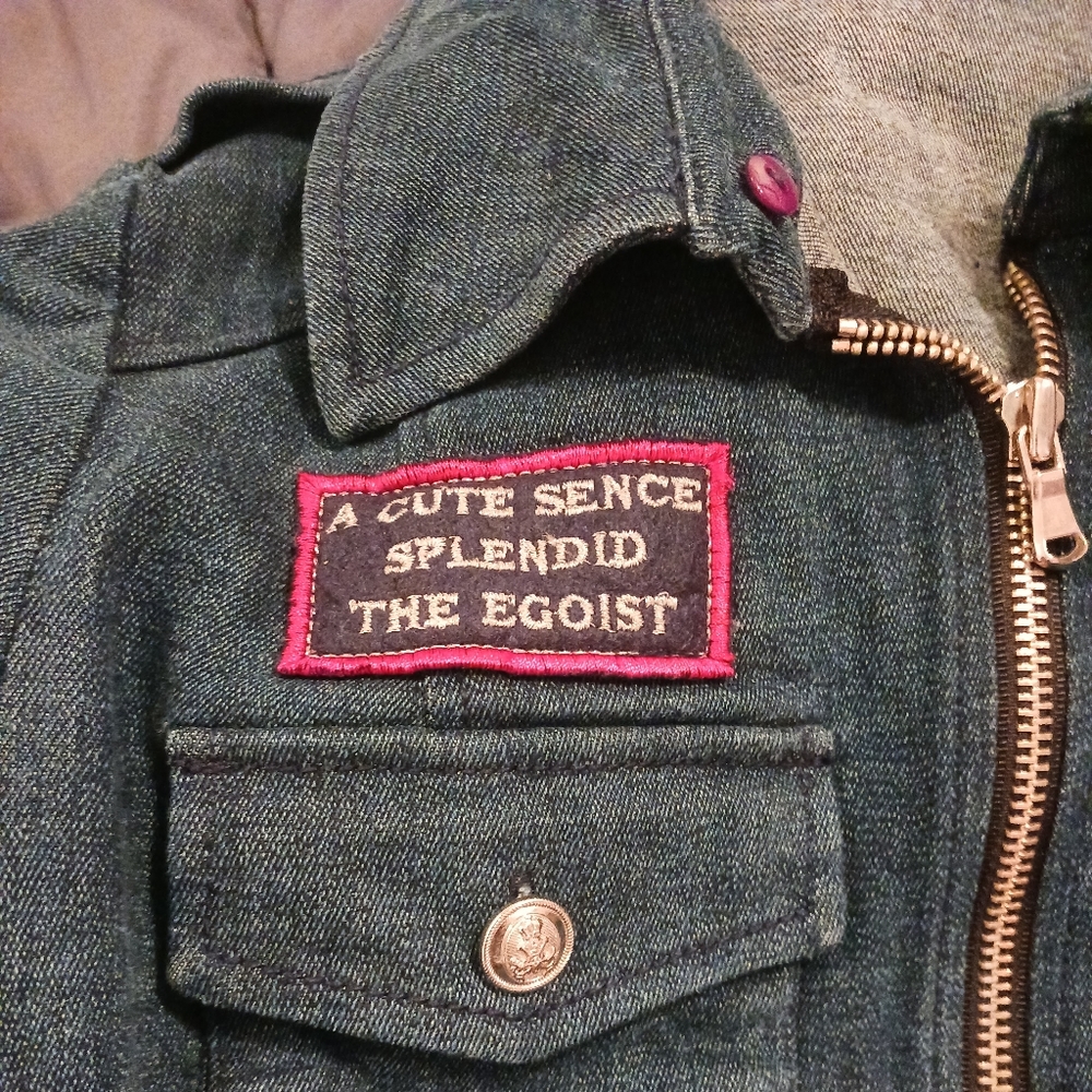 RARE Egoist stretchy blue jean military cow girl denim jacket cowgirl western 55 - Picture 10 of 16